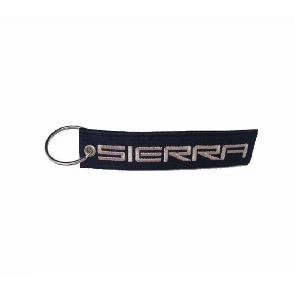 GMC Sierra Black-Silver Key Chain Fob Embroidered Key Locator - NEW Fast Ship